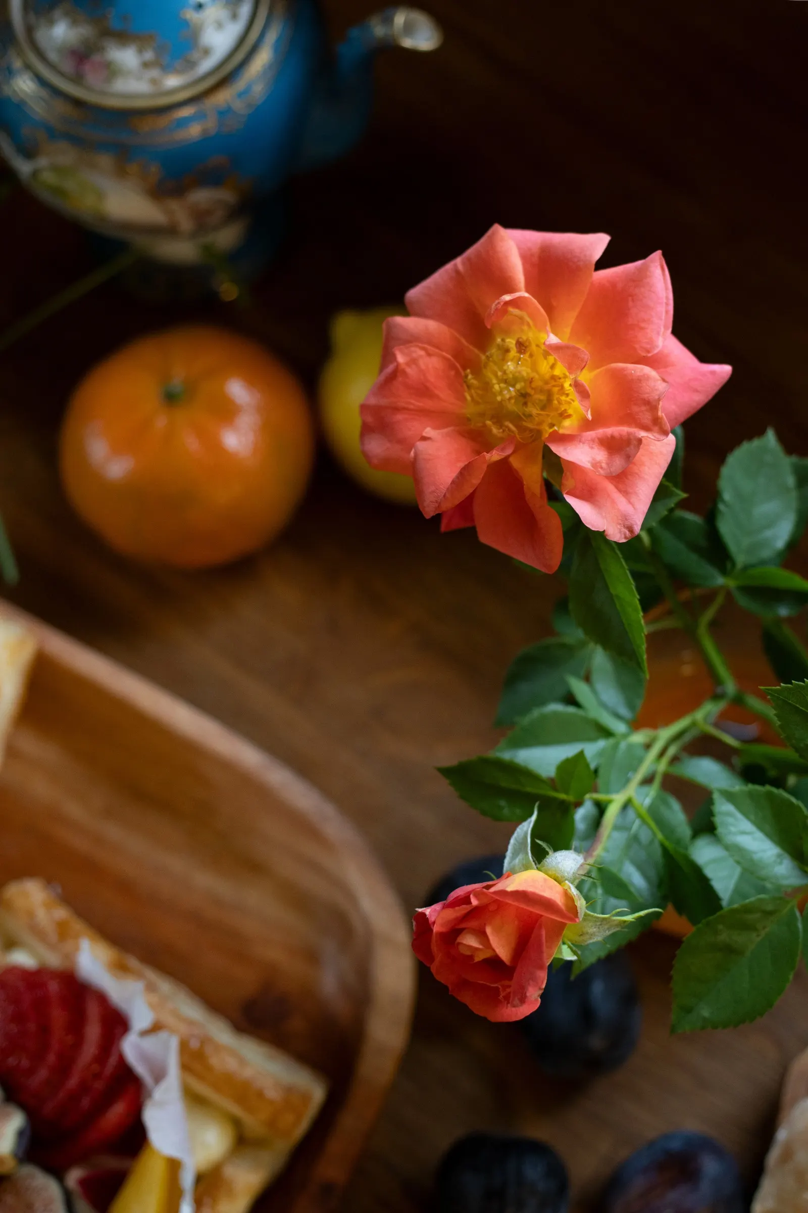 Flavorette® Honey-Apricot Edible Rose (Rosa x) — petal-filled blooms in honey